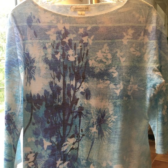 Pretty "watercolor" Floral tee - Coldwater Creek - Picture 10 of 10